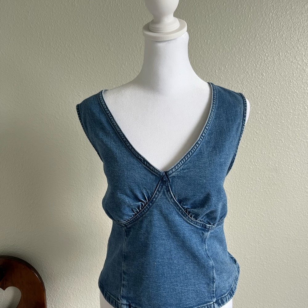 American Eagle Outfitters Blue Denim Tank Top